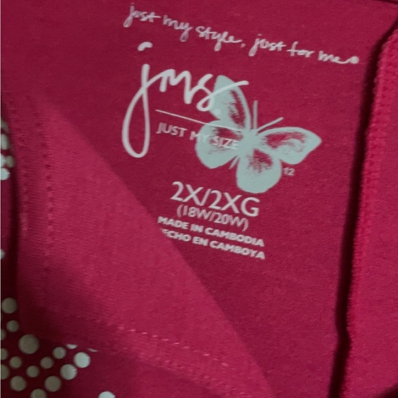 Just My Size Pink Embellished Tunic with Notched Collar - Picture 2 of 3